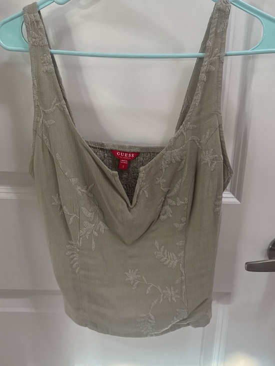 Guess Tops - Guess Olive Green Embroidered Camisole